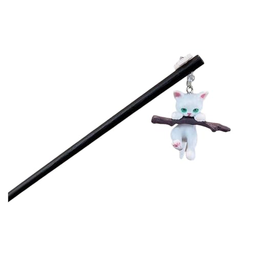Retro Haarstäbe Gabeln Holz Handgefertigte Kopfbedeckungen Niedliche Cartoon-Katzen-Designs Frauen Mädchen Anhänger Schmuck(Color 05) von PSNKLMM
