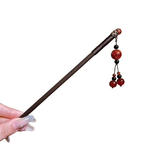 Retro Rote Blume Holz Haarstab for Frauen Haarnadel Gabel Hanfu Zubehör(Color 03) von PSNKLMM