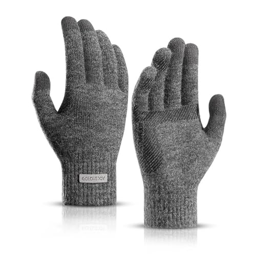 PSOWQ 1 Paar Strickhandschuhe Touchscreen, Handschuhe Fingerhandschuhe rutschfest Perfekt Verdickte Winterhandschuhe Warme Strick für Damen Herren Outdoor Radfahren Sport - Dunkelgrau von PSOWQ