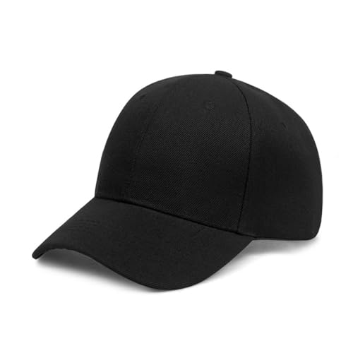 PSOWQ 1 Stück Basecap Unisex, Einstellbare Kappe mit Schirm, Freizeit Baseball Cap Herren und Damen, Sonnenschutz Baseballkappe für Outdoor Running Tennis Golf Reisen - Schwarz von PSOWQ