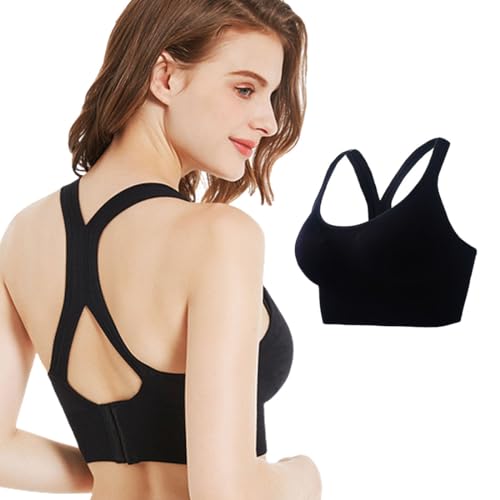 PSOWQ 1 Stück Sport BH Damen, Starker Halt Sports Bra Kreuz Rücken Gepolstert Ohne Bügel Fitness Yoga BH für Training, Joggen von PSOWQ