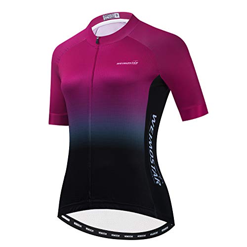 Damen Fahrradtrikot MTB Kurzarm Fahrradbekleidung Shirt mit 3 Taschen Atmungsaktiv Reflektierend, Cf2349, XXL von PSPORT