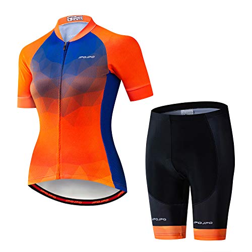 Damen Fahrradtrikot Set Kurzarm + 5D gepolsterte Fahrradhose Quick Dry Reflektierend 3 Taschen S-3XL, JP2019., 36 von PSPORT