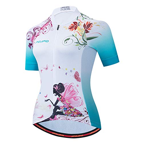 Damen Radtrikot Bike Shirt Kurzarm Fahrradbekleidung MTB Fahrradjacke Schnelltrocknende Tops S-3XL, Jp2022, X-Large von PSPORT