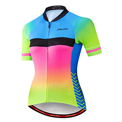 Damen-Fahrradtrikot, kurzärmelig, mit 3 Taschen, reflektierende Oberteile, Größe S-3XL, Jp2018, L von PSPORT
