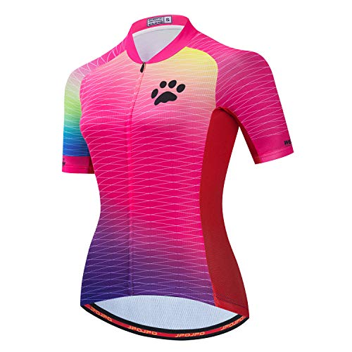 Damen Radtrikot Kurzarm Fahrradbekleidung Shirt Reflektierende Tops,Cf2337,XXL von PSPORT