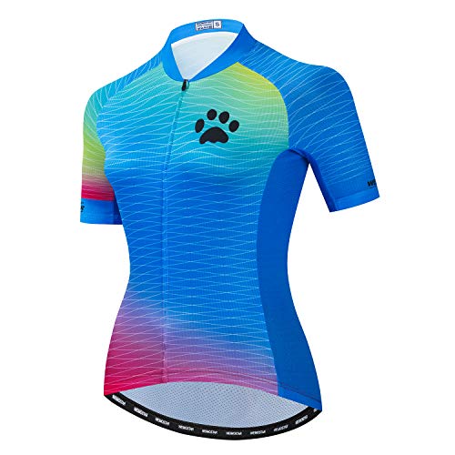 Damen Radtrikot Kurzarm Fahrradbekleidung Shirt Reflektierende Tops,Cf2339,L von PSPORT