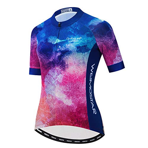 Damen Radtrikot Kurzarm Fahrradbekleidung Shirt Reflektierende Tops,Cf2383,M von PSPORT