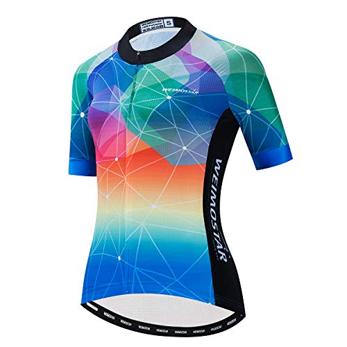 Damen Radtrikot Kurzarm Fahrradbekleidung Shirt Reflektierende Tops,Cf2411,M von PSPORT