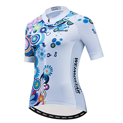 Damen Radtrikot MTB Kurzarm Bike Tops Fahrrad Bekleidung Shirt mit 3 Taschen Atmungsaktiv Reflektierend, Cf2355, M Damen Radtrikot MTB Kurzarm Bike Tops Fahrrad Bekleidung Shirt mit 3 Taschen Atmungsaktiv Reflektierend, Cf2355, M von PSPORT