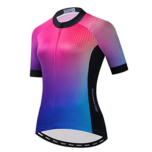 Damen Radtrikot MTB Kurzarm Bike Tops Fahrradbekleidung Shirt mit 3 Taschen Atmungsaktiv Reflektierend, Cf2321, M von PSPORT