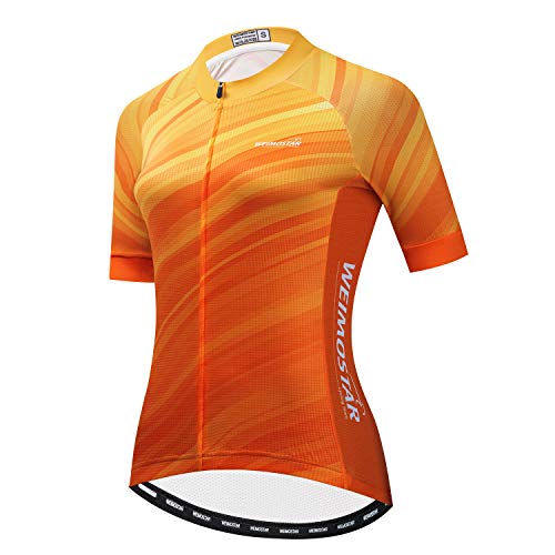 Damen Radtrikot MTB Kurzarm Bike Tops Fahrradbekleidung Shirt mit 3 Taschen Atmungsaktiv Reflektierend, Cf2341, XXL von PSPORT