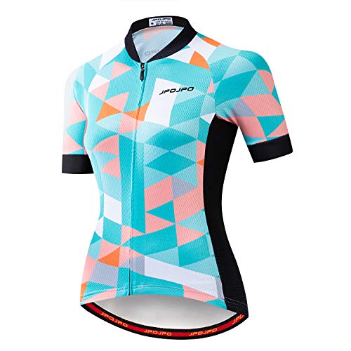 Damen Radtrikot Kurzarm Fahrrad Kleidung Shirt mit 3 Taschen Reflektierende Tops S-3XL, Jp2014, X-Large von PSPORT