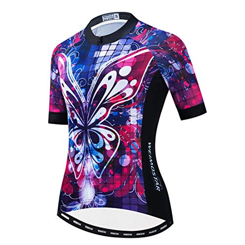 Frauen Radfahren Jersey Sommer Kurzarm Fahrrad Kleidung Mountainbike Jacken Schnell Trocken Atmungsaktiv MTB Shirt, 15, X-Large von PSPORT