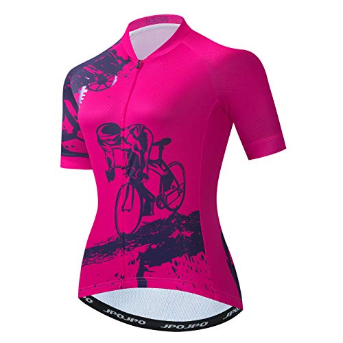 Frauen Radfahren Trikots Sommer Kurzarm Fahrrad Kleidung Atmungsaktiv MTB Shirt Mountainbike Kleidung Schnell Trocken, 1, XXL von PSPORT