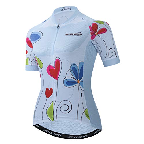 Frauen Radfahren Trikots Sommer Kurzarm Fahrrad Kleidung Atmungsaktiv MTB Shirt Mountainbike Kleidung Schnell Trocken, 35, Large von PSPORT