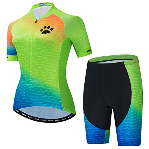 PSPORT Damen Fahrradbekleidung Sets Kurzarm Fahrradbekleidung mit drei Taschen CF23 Gr. Large, B31cf2338 von PSPORT
