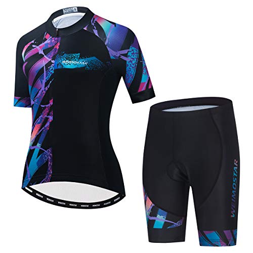 Damen-Fahrradtrikot-Set, Sommer, Fahrradbekleidung, Anzug, kurzärmelig, Rennrad-Outfits, Fahrrad-Set CF23, CF2380, S von PSPORT