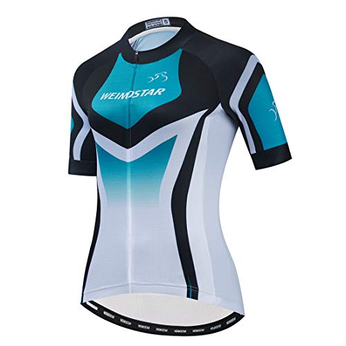 PSPORT Damen Radtrikot Sommer Kurzarm Fahrradbekleidung Mountainbike Jacken Schnell Trocknend Atmungsaktiv MTB Shirt von PSPORT