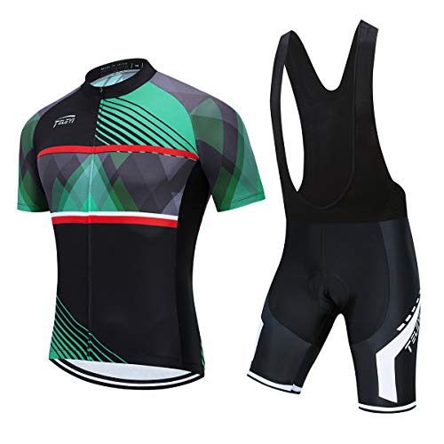 PSPORT Herren Radtrikot Set, Sommer Jungen Trägerhose Anzüge Mountainbike Radfahren Kleidung Set Radfahren Reiten Trikots Atmungsaktiv von PSPORT