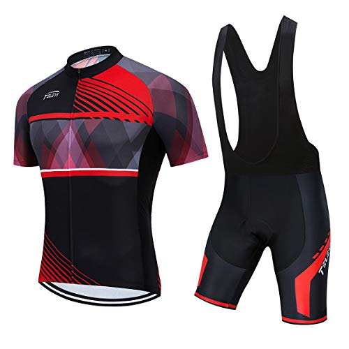 PSPORT Herren Radtrikot Set, Sommer Jungen Trägerhose Anzüge Mountainbike Radfahren Kleidung Set Radfahren Reiten Trikots Atmungsaktiv von PSPORT