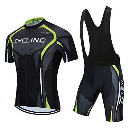 PSPORT Herren Radtrikot Set, Sommer Jungen Trägerhose Anzüge Mountainbike Radfahren Kleidung Set Radfahren Reiten Trikots Atmungsaktiv von PSPORT