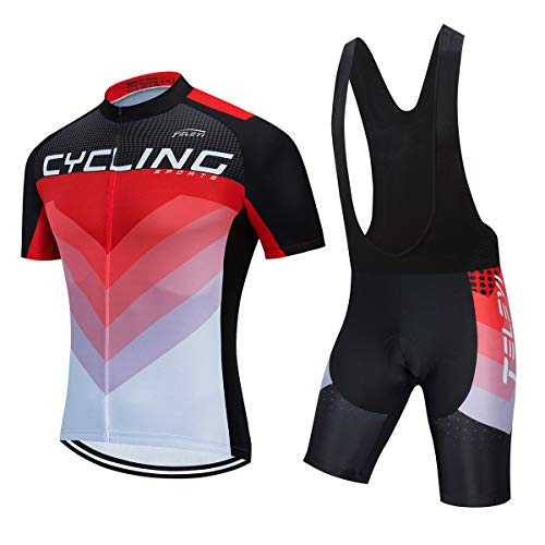 PSPORT Herren Radtrikot Set, Sommer Jungen Trägerhose Anzüge Mountainbike Radfahren Kleidung Set Radfahren Reiten Trikots Atmungsaktiv von PSPORT