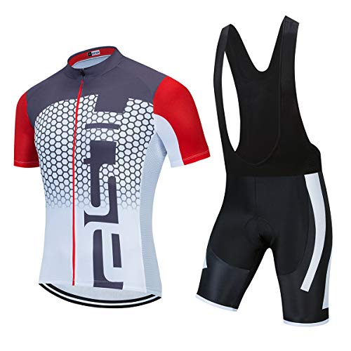 PSPORT Herren Radtrikot Set, Sommer Jungen Trägerhose Anzüge Mountainbike Radfahren Kleidung Set Radfahren Reiten Trikots Atmungsaktiv von PSPORT