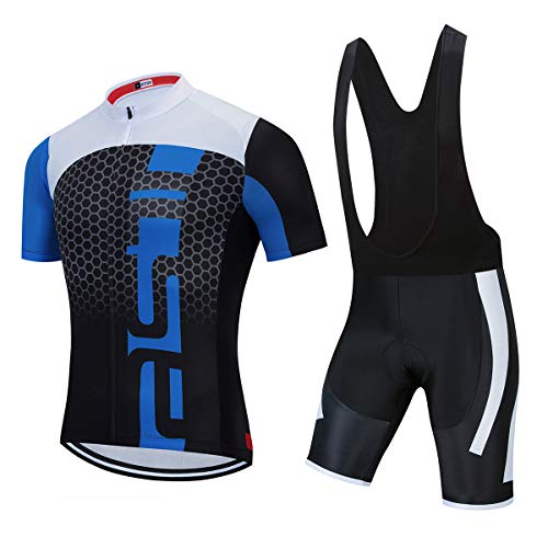 PSPORT Herren Radtrikot Set, Sommer Jungen Trägerhose Anzüge Mountainbike Radfahren Kleidung Set Radfahren Reiten Trikots Atmungsaktiv von PSPORT