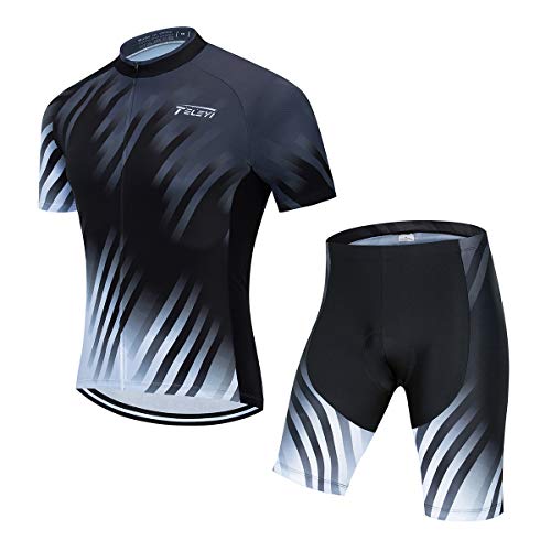 PSPORT Herren Radtrikot Set, Sommer Jungen Trägerhose Anzüge Mountainbike Radfahren Kleidung Set Radfahren Reiten Trikots Atmungsaktiv von PSPORT