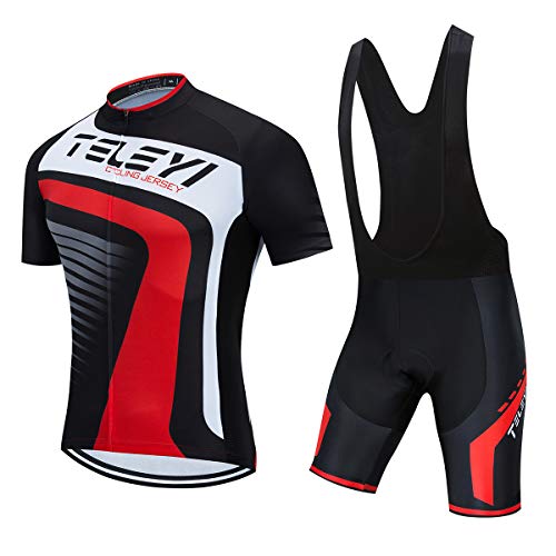 PSPORT Herren Radtrikot Set, Sommer Jungen Trägerhose Anzüge Mountainbike Radfahren Kleidung Set Radfahren Reiten Trikots Atmungsaktiv von PSPORT