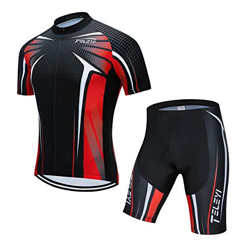 PSPORT Herren Radtrikot Set, Sommer Jungen Trägerhose Anzüge Mountainbike Radfahren Kleidung Set Radfahren Reiten Trikots Atmungsaktiv von PSPORT