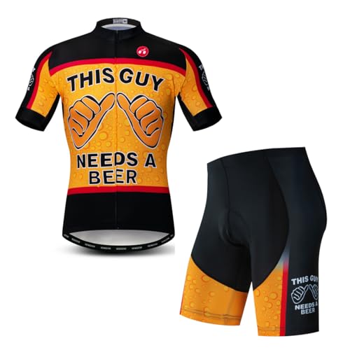 PSPORT Rennrad Trikot Set Herren Kurzarm Radtrikot Anzug Sommer Radbekleidung für Männer 4D Gel Fahrradbekleidung Fahrrad Bekleidung Atmungsaktive Fahrradtrikot Set CF00 von PSPORT