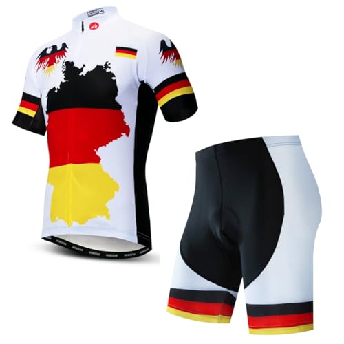 PSPORT Rennrad Trikot Set Herren Kurzarm Radtrikot Anzug Sommer Radbekleidung für Männer 4D Gel Fahrradbekleidung Fahrrad Bekleidung Atmungsaktive Fahrradtrikot Set CF00 von PSPORT