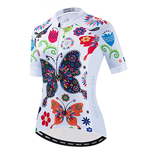 Radtrikot Damen Sommer Kurzarm Fahrrad Trikots MTB Shirt Top Fahrradbekleidung, CF2300, M von PSPORT