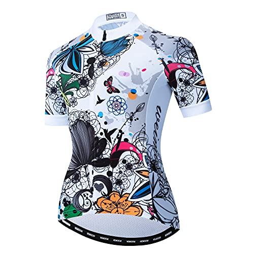 Radtrikot Damen Sommer Kurzarm Fahrrad Trikots MTB Shirt Top Fahrradbekleidung, Cf2278, X-Large von PSPORT