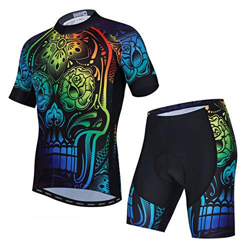 Radtrikot Set Herren Atmungsaktiv Fahrradanzug Mountainbike Bekleidung MTB Jersey Quick Dry, 13, XXXL von PSPORT