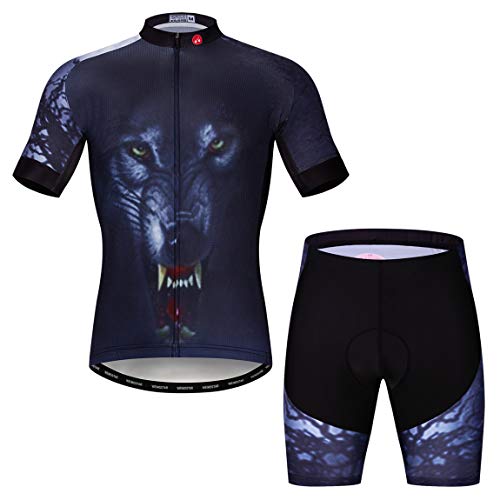 Radtrikot Set Herren Atmungsaktiv Fahrradanzug Mountainbike Bekleidung MTB Trikot Quick Dry, 32, L von PSPORT