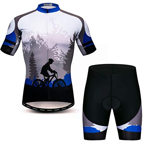 Radtrikot Set Männer Atmungsaktiv Fahrradanzug Mountainbike Kleidung MTB Jersey Schnell Trocken, 18, XXL von PSPORT