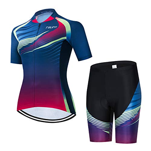 Radtrikot Sets Damen Sommer Kurzarm Fahrrad Trikots Anzüge Fahrradbekleidung Gr. XXL, 1c6508 von PSPORT