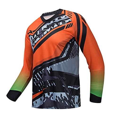 Sport Herren Radtrikot Langarm Bike MTB Trikot Racewear Motocross Shirt Downhill Motorrad Sportbekleidung von PSPORT