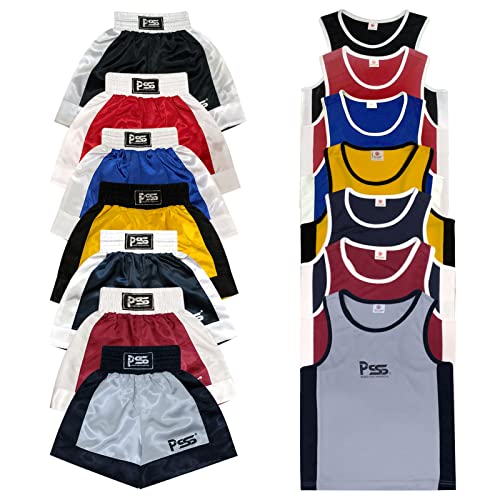 PSS Boxing Boxen Set Kinder 3 bis 14 Jahre Shorts + Tanktop Boxen Anzug Kick Boxing Kickboxen Muay Thai, Grau Größe 11-12 Jahre PSS Boxing Boxen Set Kinder 3 bis 14 Jahre Shorts + Tanktop Boxen Anzug Kick Boxing Kickboxen Muay Thai, Grau Größe 11-12 Jahre von PSS