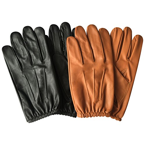 PSS Herren Lederhandschuhe für Autofahren Mode mit Warmer Weicher Innenfutter Klassischer Stil, Ref 083, Schwarz Größe M von PSS