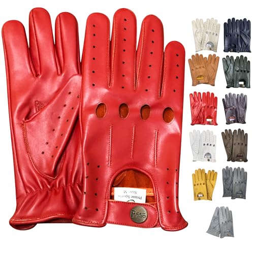 PSS Lederhandschuhe Autofahren Herren Männer Fahrer Lenkrad Chauffeur Handschuhe echtes Leder Autohandschuhe mit Loch Atmungsaktive ohne Futter Sommer Winter, Ref 507, Rot Größe XL PSS Lederhandschuhe Autofahren Herren Männer Fahrer Lenkrad Chauffeur Handschuhe echtes Leder Autohandschuhe mit Loch Atmungsaktive ohne Futter Sommer Winter, Ref 507, Rot Größe XL von PSS