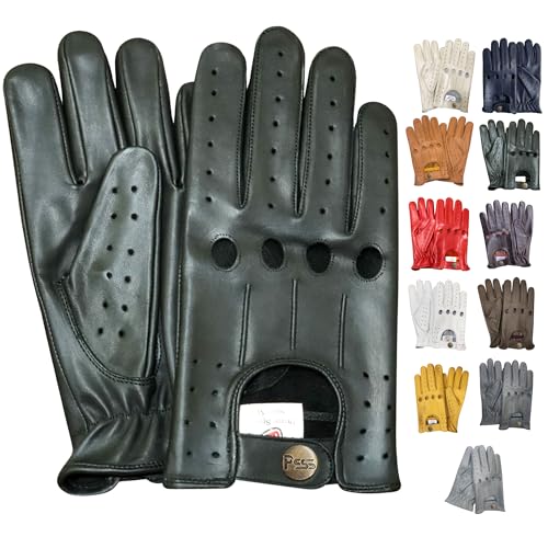 PSS Lederhandschuhe Autofahren Herren Männer Fahrer Lenkrad Chauffeur Handschuhe echtes Leder Autohandschuhe mit Loch Atmungsaktive ohne Futter Sommer Winter, Ref 507, Schwarz Größe XL von PSS