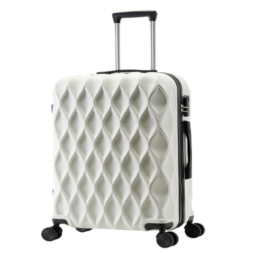 PSUFURV Trolley-Koffer Gepäck Außenhandel Passwort Box Koffer Trolley Koffer Herren und Damen Universal Wheel Koffer Reisekoffer (Color : White, Size : 24in) von PSUFURV