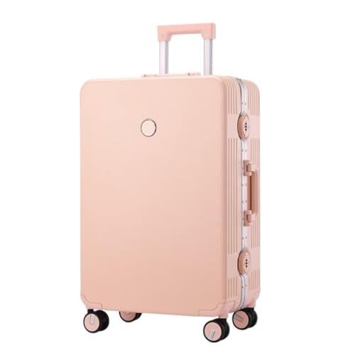 PSUFURV Trolley-Koffer Koffer, Aluminiumrahmen, Universal-Rad-Trolley, Business-Koffer, Herren-Passwort-Boarding-Koffer Reisekoffer (Color : Pink, Size : 20in) von PSUFURV