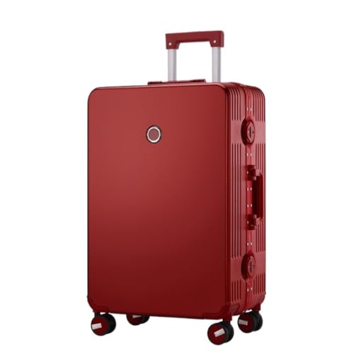 PSUFURV Trolley-Koffer Koffer, Aluminiumrahmen, Universal-Rad-Trolley, Business-Koffer, Herren-Passwort-Boarding-Koffer Reisekoffer (Color : Red, Size : 24in) von PSUFURV