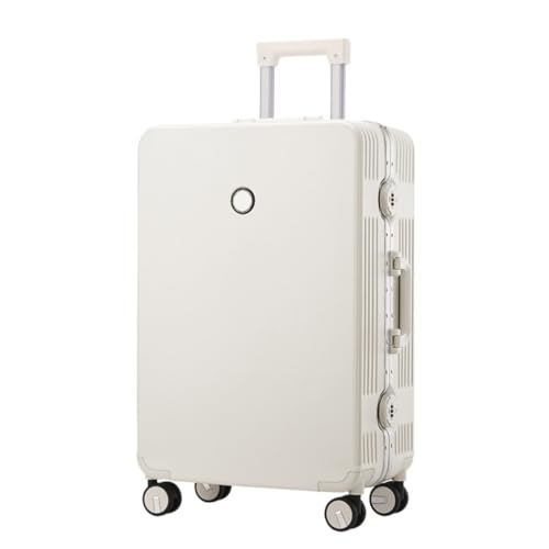 PSUFURV Trolley-Koffer Koffer, Aluminiumrahmen, Universal-Rad-Trolley, Business-Koffer, Herren-Passwort-Boarding-Koffer Reisekoffer (Color : White, Size : 22in) von PSUFURV