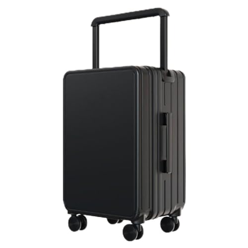 PSUFURV Trolley-Koffer Mittelmontierter, Breiter Trolley-Koffer, Business-Koffer, Wasserdichter Universal-Rollenkoffer for Herren Und Damen Reisekoffer (Color : Black, Size : 24in) von PSUFURV